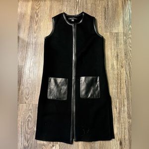 Ralph Lauren black label wool vest with leather trim and pockets.  Size 4